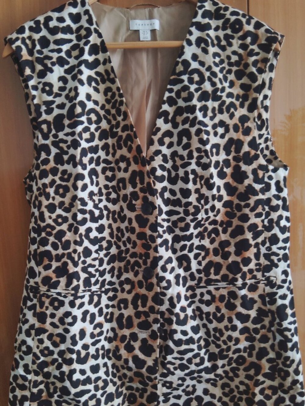 Topshop Leopard Print Linen Blend Vest
